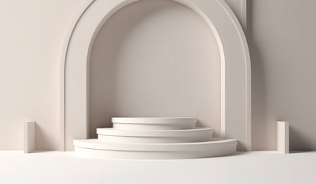 Minimal abstract empty cylinder pedestal podium white background for product display presentation mockup generative aiの素材