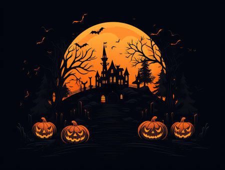 Happy halloween celebration background concept, Holiday design illustration styleの素材