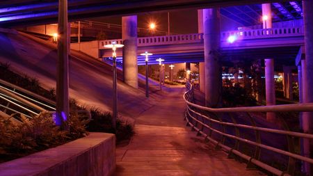 a walk trail view at night