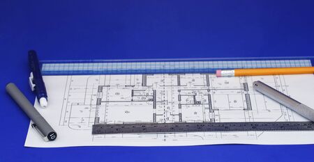 isolated floor plan design with toolsの写真素材