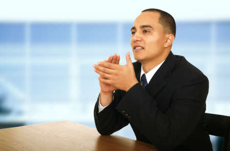 business man clapping hand during meeting