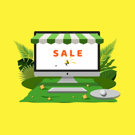 Vector illustration of discount sales, material design for advertisingのイラスト素材