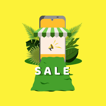 Vector illustration of discount sales, material design for advertisingのイラスト素材