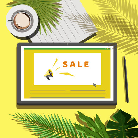 Vector illustration of discount sales, material design for advertisingのイラスト素材