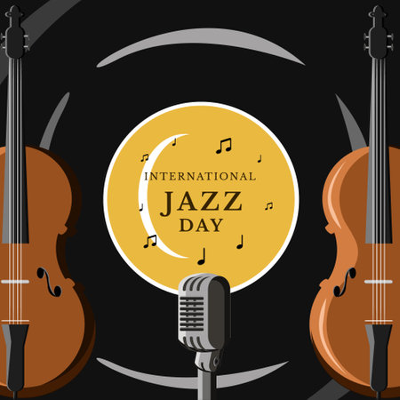 International Jazz Day, illustration of jazz music instruments, design for your project for theme music, jazz dayのイラスト素材