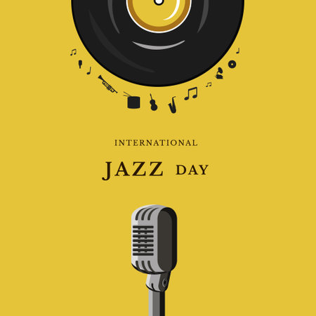 International Jazz Day, illustration of jazz music instruments, design for your project for theme music, jazz dayのイラスト素材
