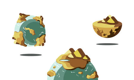 Vector illustration of a full set of earth scene in nature theme afternoonのイラスト素材