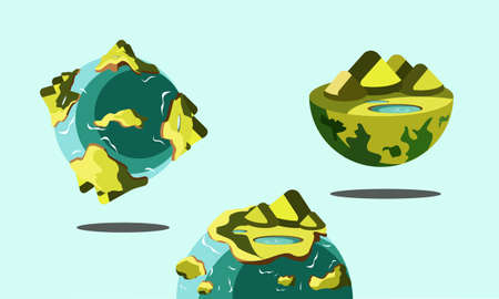 Vector illustration of a full set of earth and autumnのイラスト素材