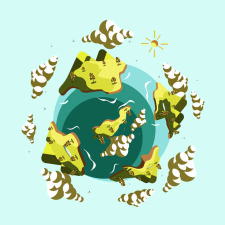 Vector illustration of earth and autumnのイラスト素材