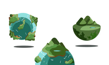 3d earth vector illustration full set of rainy season themesのイラスト素材