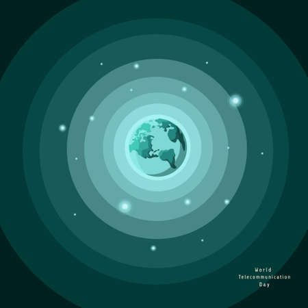 World Telecommunication Day, vector illustration of line Earth and light blue networking light