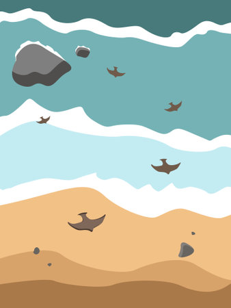 Beautiful seaside scenery vector illustration for your design and decorationのイラスト素材