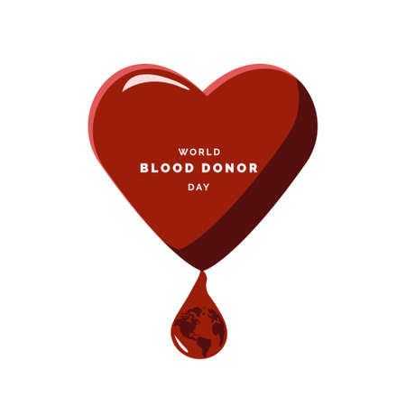 World Blood Donation Day, illustration of hands clenched in love plaster and elements of bloodのイラスト素材