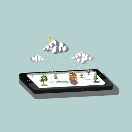 3d illustration of mobile tech and winterのイラスト素材