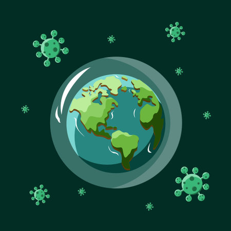 Illustration of Corona Virus Attacking the Earthのイラスト素材