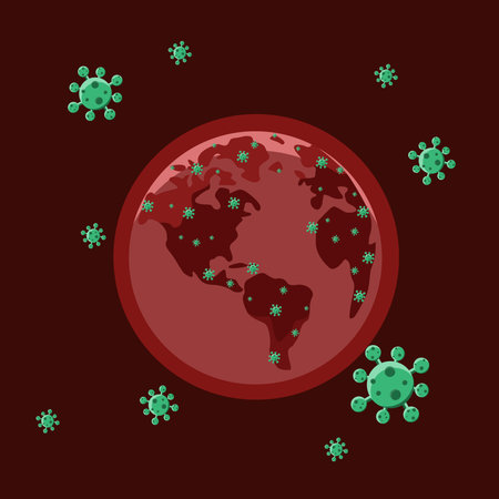 Coronavirus 2019-nCoV on planet Earth. Vector illustrationの写真素材