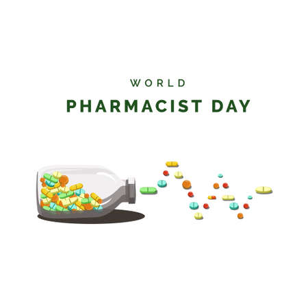 World Pharmacist Day, illustration for theme healthy and medical and world pharmacist dayのイラスト素材