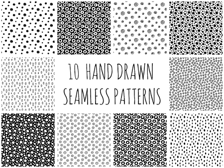 Big collection of  patterns. Trendy  patterns. Cute patterns. Black and white  patterns. Polka dot  patterns pack.のイラスト素材