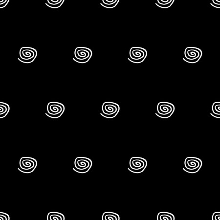 Abstract cute pattern with hand drawn spirals. Trendy vector black and white cute pattern. Seamless monochrome doodle cute pattern for fabric, wallpapers, wrapping paper, cards and web backgrounds.のイラスト素材