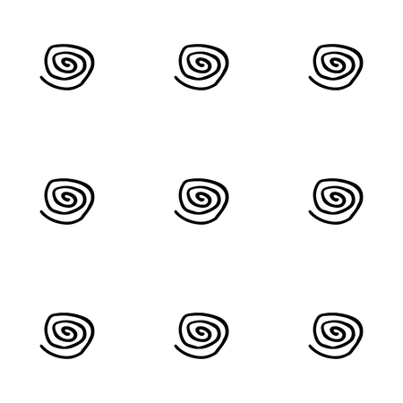 Abstract spiral pattern with hand drawn spirals. Cute vector black and white spiral pattern.のイラスト素材