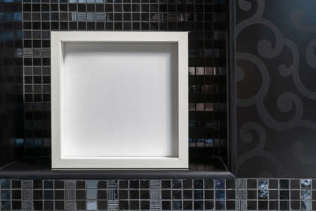 White frame in the interior. Mock-up for designers.