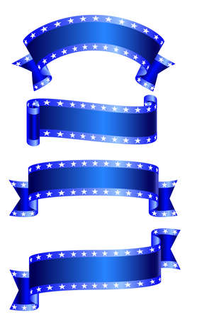 ribbon vector design with fringe of stars with dark blue shiny plastic materialのイラスト素材