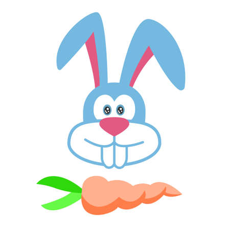 vector head of a rabbit with carrots underneathのイラスト素材
