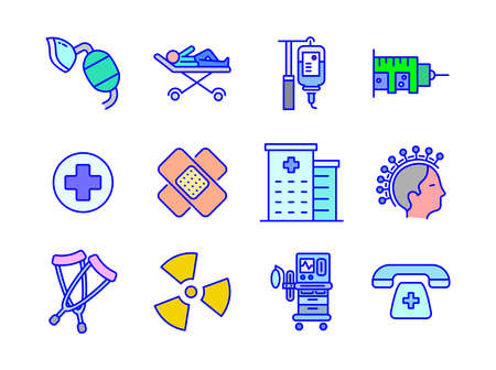 Advanced design Healthcare and Medical vector filed colored line icons style 2 vol 4のイラスト素材