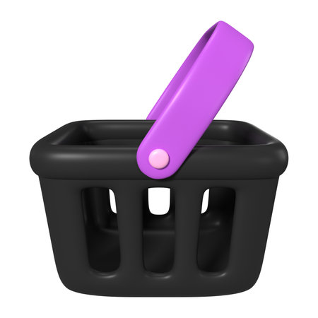 This is Shopping Basket Empty 3D Render Illustration Icon, high resolution jpg file, isolated on a white backgroundの写真素材