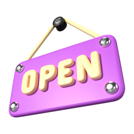 This is Open Sign 3D Render Illustration Icon, high resolution jpg file, isolated on a white backgroundの写真素材