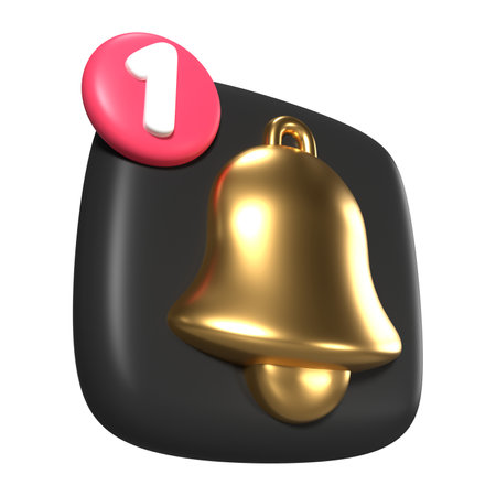This is Notification Bell 3D Render Illustration Icon, high resolution jpg file, isolated on a white backgroundの写真素材