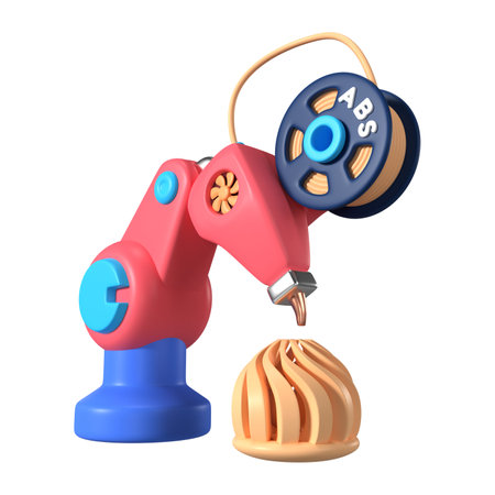 This is Robot Arm 3D Printer 3D Render Illustration Icon, high resolution jpg file, isolated on a...