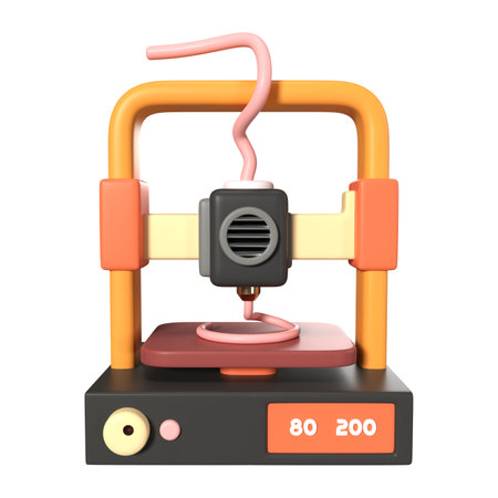 This is FDM 3D Printer 3D Render Illustration Icon. High-resolution JPG file isolated on a white...