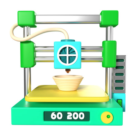 This is FDM 3D Printer 3D Render Illustration Icon. High-resolution JPG file isolated on a white...