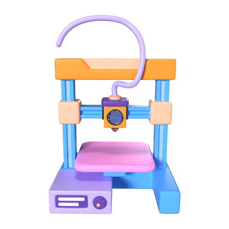 This is FDM 3D Printer 3D Render Illustration Icon. High-resolution JPG file isolated on a white...