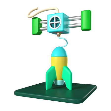 This is Printing Rocket 3D Render Illustration Icon, high resolution jpg file, isolated on a white...