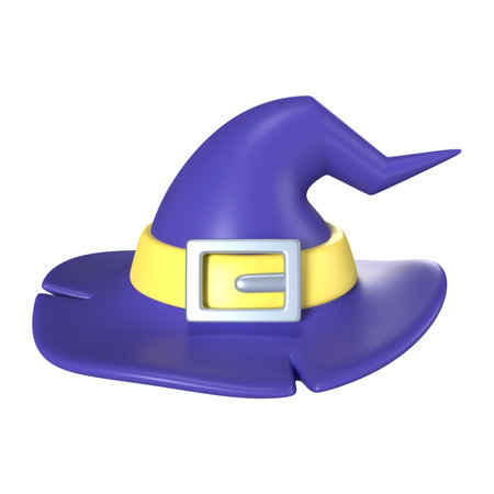 This is a Witch Hat 3D Render Illustration Icon. High-resolution JPG file isolated on a white background.の写真素材