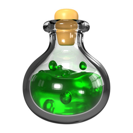 This is a Potion Bottle 3D Render Illustration Icon. High-resolution JPG file isolated on a white background.の写真素材