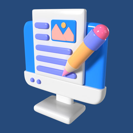 This is a Blog 3D Render Illustration Icon. High-resolution JPG file isolated on a white background.の写真素材