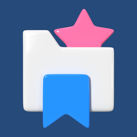This is a Bookmarks 3D Render Illustration Icon. High-resolution JPG file isolated on a white background.の写真素材
