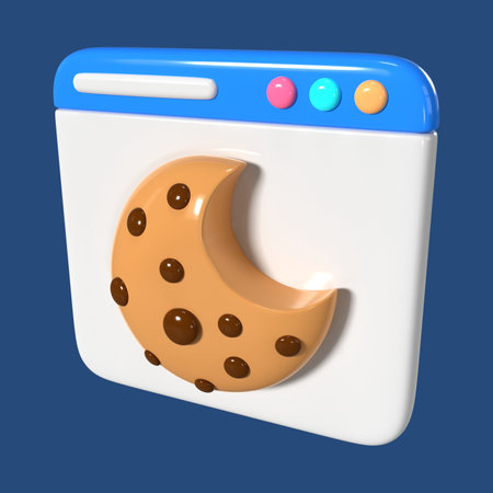 This is a Browser Cookie 3D Render Illustration Icon. High-resolution JPG file isolated on a white background.の写真素材