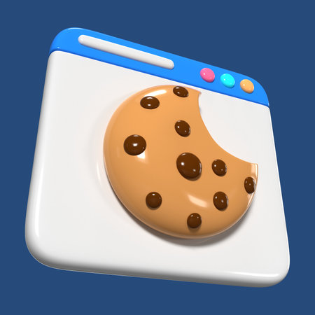 This is a Browser Cookie 3D Render Illustration Icon. High-resolution JPG file isolated on a white background.の写真素材