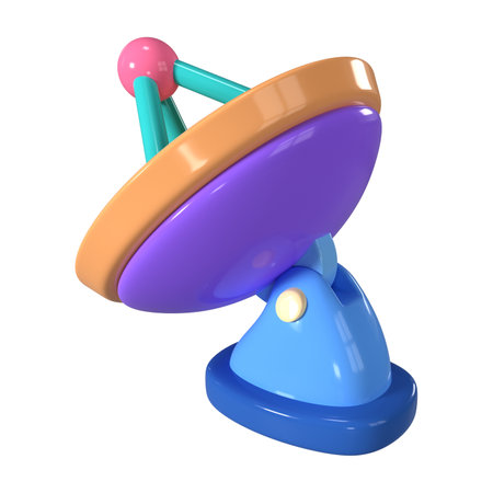 This is a Satellite Dish 3D Render Illustration Icon. High-resolution JPG file isolated on a white background.の写真素材