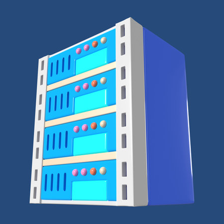 This is a Server 3D Render Illustration Icon. High-resolution JPG file isolated on a blue...
