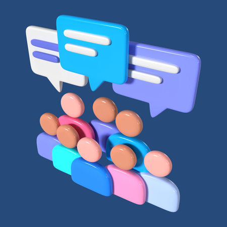This is a Forum 3D Render Illustration Icon. High-resolution JPG file isolated on a blue background.の写真素材