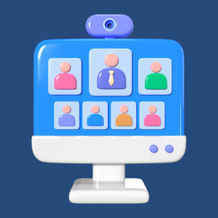This is a Webinar 3D Render Illustration Icon. High-resolution JPG file isolated on a blue...
