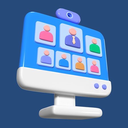 This is a Webinar 3D Render Illustration Icon. High-resolution JPG file isolated on a blue...