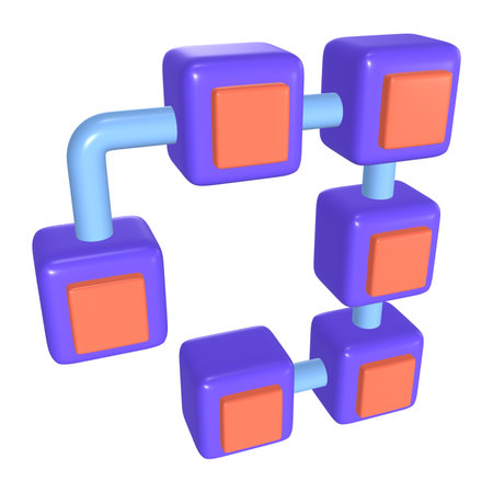 This is a Blockchain 3D Render Illustration Icon. High-resolution JPG file isolated on a white background.の写真素材