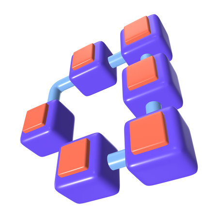 This is a Blockchain 3D Render Illustration Icon. High-resolution JPG file isolated on a white background.の写真素材