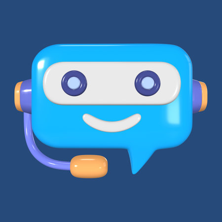This is a AI Chatbot 3D Render Illustration Icon. High-resolution JPG file isolated on a blue background.の写真素材